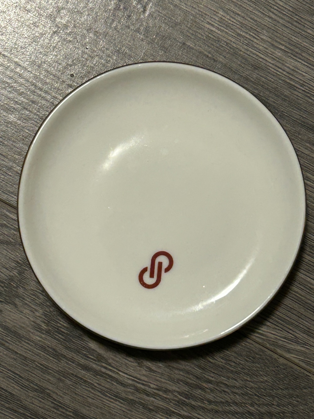 White Ceramic trinket Plate with Poshmark logo